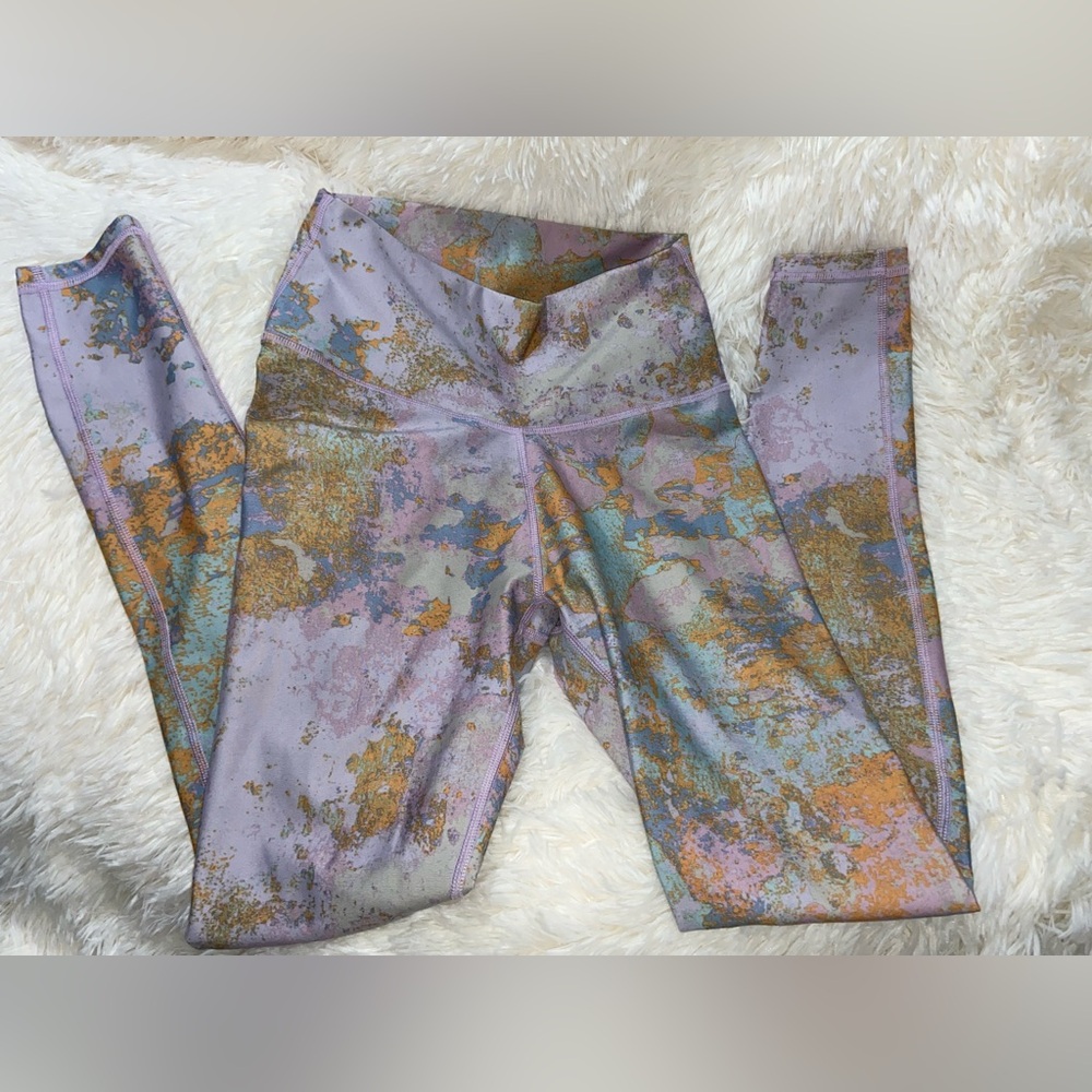 Fabletics Purple and Pink Patterned Leggings - image 2